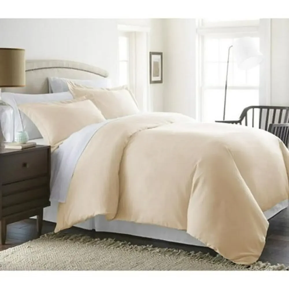 Simply Soft Ivory 3 Piece Duvet Cover Set Full Queen Microfiber Cream NEW